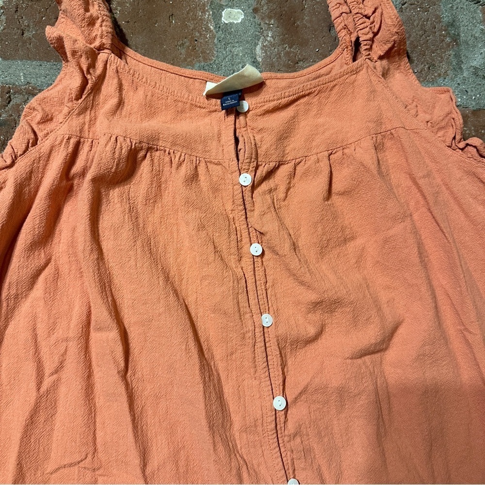 Universal Thread Coral Apricot Orange Flutter Sleeveless Button-Down Large Dress - Picture 2 of 15